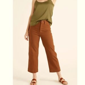 Quince Wide-Leg Pants in Rust Brown